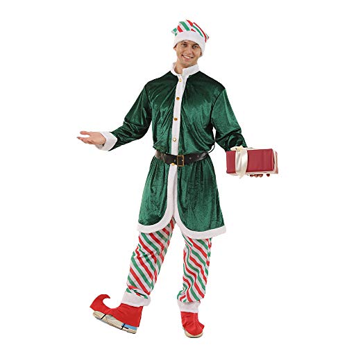 Snailify Herren Santa Elf Kostüm Deluxe Santa's Helper Cosplay Kostüm für die Weihnachtsfeier von Snailify