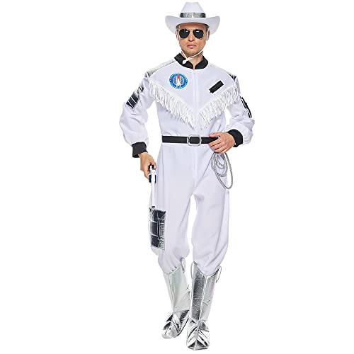 Snailify Herren Weltraum Cowboy Kostüm Erwachsene Raumfahrer Astronaut Cosplay Halloween Overall Weiß von Snailify