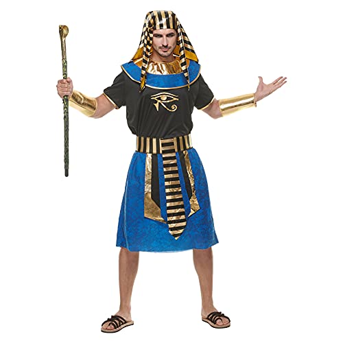 Snailify Pharao Kostüm Herren Eyptian Kostüm Ägypter Kleid Halloween Kostüm Kopfschmuck Blau Gelb M von Snailify