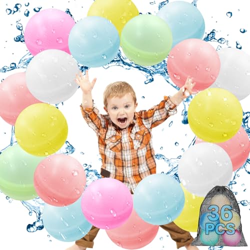 36PCS Wasserbomben Wiederverwendbar, Silikon Wasserbombe,Kinder Wasser Spielzeug Wasserballon,für Den Außenbereich,Schwimmbad, Wasserpark,Strand Party Silikon Wasserballon von Snarflun