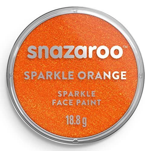 Snazaroo 1118531 Kinderschminke, hautfreundliche hypoallergene Gesichtschminke auf Wasserbasis, wasservermalbar, parabenfrei, 18ml Topf - Orange schillernd von Snazaroo