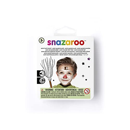 Snazaroo 1172084 Kinderschminke Mini Set Schneemann, 3 Schminkfarben, Farben: Weiß, Braun, Rot, 1 Pinsel, 1 Schwämmchen von Snazaroo