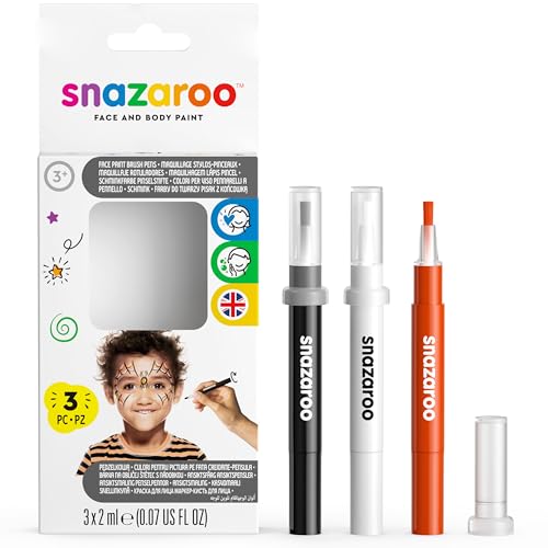 Snazaroo 1180142 Kinderschminke, Schminkstift mit Pinselspitze, 3 Farben Set Halloween, schwarz/weiß/orange von Snazaroo