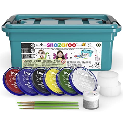 Snazaroo Einsteiger Schmink - Koffer, 6 Farben & Glittergel, 3 Pinsel, 2 Schwämmchen & Schminkbuch in englisch (sortiert) von Snazaroo