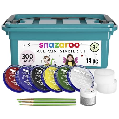 Snazaroo Einsteiger Schmink - Koffer, 6 Farben & Glittergel mit 3 Pinsel, 2 Schwämmchen & Schminkbuch von Snazaroo