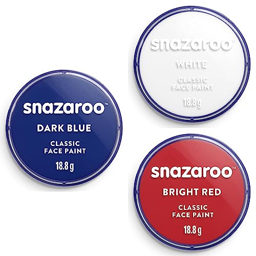 Snazaroo Gesichtschminke Set Frankreich– 3 Farben a 18ml, Blau, Weiß, Rot hautfreundliche Gesichtschminke auf Wasserbasis, wasservermalbar, parabenfrei - Länderflagge Fanartikel - Frankreich von Snazaroo