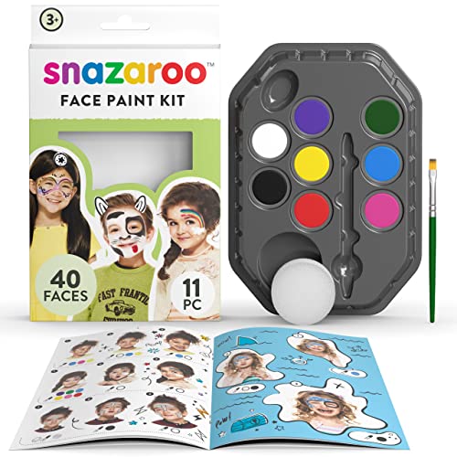 Snazaroo Schminkset für Jungen & Mädchen, Schminkpalette mit Pinsel, Schwämmchen und Anleitung ( engl.), 8 Farben von Snazaroo