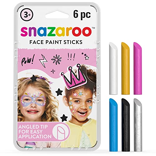 Snazaroo 1160601 Schminkstift Set, 6 Gesichtsfarben frei von Duftstoffen, hautfreundlich und mit Wasser und Seife zu entfernen - Ideal für Partys, Halloween, Fasching, Karnavel - Set Mädchen von Snazaroo