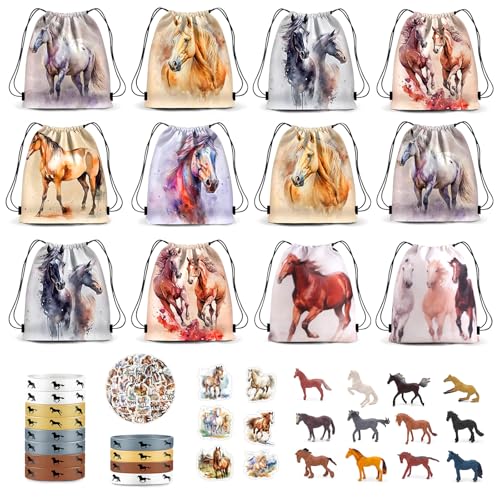 SneiDr 86 Pferde Party Mitgebsel Kindergeburtstag mit Sportbeutel Aufkleber Pferde Figuren Silikon Armbänder Western Cowboy Pferdespielzeug Geschenk für Kinder 3–10 Jahre Ostern Weihnachten Geburtstag SneiDr 86 Pferde Party Mitgebsel Kindergeburtstag mit Sportbeutel Aufkleber Pferde Figuren Silikon Armbänder Western Cowboy Pferdespielzeug Geschenk für Kinder 3–10 Jahre Ostern Weihnachten Geburtstag von SneiDr