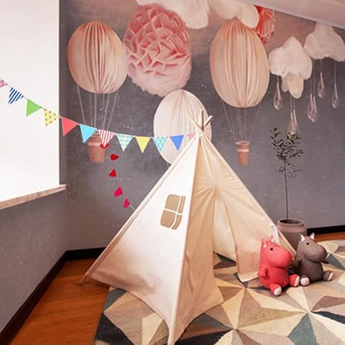 Snewvie Kinder Tipi Zelt, klassisches indisches Spielzelt für Kinder, faltbares Spielhaus für drinnen oder draußen, Kinderzelte aus Baumwolle für Mädchen und Jungen mit Tragetasche,Weiß von Snewvie