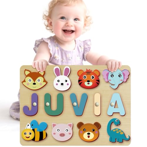 Personalisiertes Holzpuzzle mit Namen - Kinderpuzzle ab 1-3 Jahre, Montessori Baby Geschenk (Name Puzzle-03) von Sngeirkn