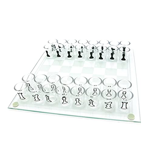 1 Satz Glasschach Set Glas Schachbrett Set Schach- und Weinbecher Game Shot Trinkglas Schach Set für Erwachsene von Snner