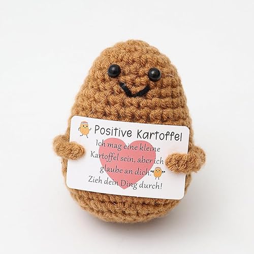 Snokipye Pocket Hug Positive Kartoffel, Kreative Strickwolle Kartoffel Puppe, Geschenke für Frauen, Mutmacher Geschenk, Gute Besserung Geschenk von Snokipye