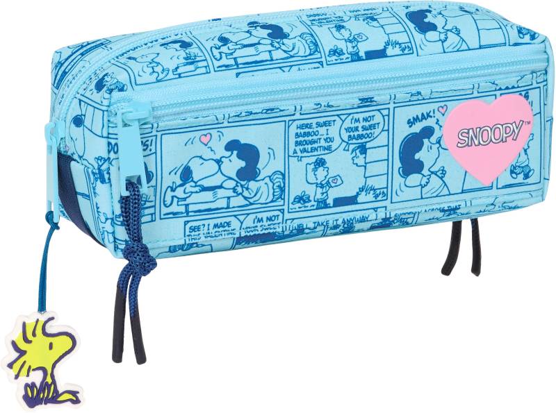 Snoopy Dreifach-Federmäppchen Love, Hellblau von Snoopy