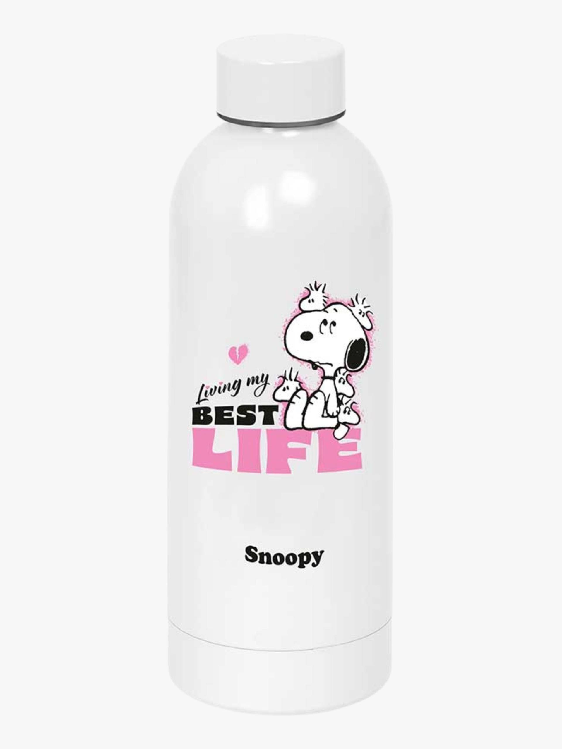 Snoopy Stainless Steel Trinkflasche 500ml, Rosa/Weiß von Snoopy