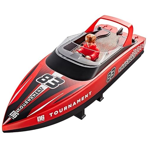 Snorthy Ferngesteuertes Boot mit LED-Licht 2,4-GHz RC Boot für Kinder 15km/h Wiederaufladbar 1200mAh Speedboat Rennboote für Pools Seen Meere Wasserspielzeug Geschenke für Jungen Mädchen Kinder (Rot) Snorthy Ferngesteuertes Boot mit LED-Licht 2,4-GHz RC Boot für Kinder 15km/h Wiederaufladbar 1200mAh Speedboat Rennboote für Pools Seen Meere Wasserspielzeug Geschenke für Jungen Mädchen Kinder (Rot) von Snorthy