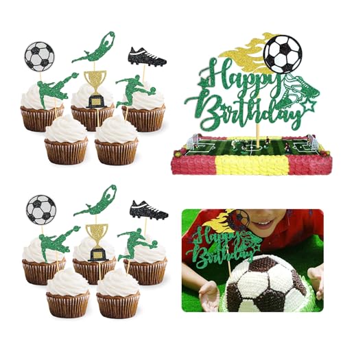 Snowtain 25 Stück Soccer Geburtstag Tortendeko,Glitzer Fussball Cupcake Topper,Fussball Party Tortenaufleger für Sport Thema Mann Junge Mädchen Fussball Party Dekoration Geburtstagsparty. Snowtain 25 Stück Soccer Geburtstag Tortendeko,Glitzer Fussball Cupcake Topper,Fussball Party Tortenaufleger für Sport Thema Mann Junge Mädchen Fussball Party Dekoration Geburtstagsparty. von Snowtain