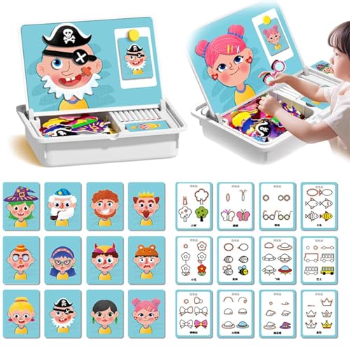Magnetic Puzzles Face Dress Up Travel Game Double Side Preschool Educational Learning Toy for Kids, Multifunctional Puzzles Kits, Magnetic Dress-Up Puzzle, Enhances Creativity and Learning (A) von Snrtevu