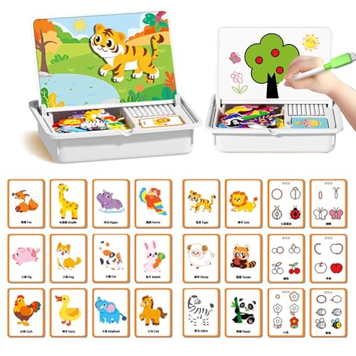 Magnetic Puzzles Face Dress Up Travel Game Double Side Preschool Educational Learning Toy for Kids, Multifunctional Puzzles Kits, Magnetic Dress-Up Puzzle, Enhances Creativity and Learning (D) von Snrtevu