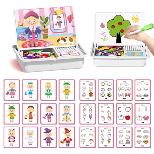 Magnetic Puzzles Face Dress Up Travel Game Double Side Preschool Educational Learning Toy for Kids, Multifunctional Puzzles Kits, Magnetic Dress-Up Puzzle, Enhances Creativity and Learning (E) von Snrtevu