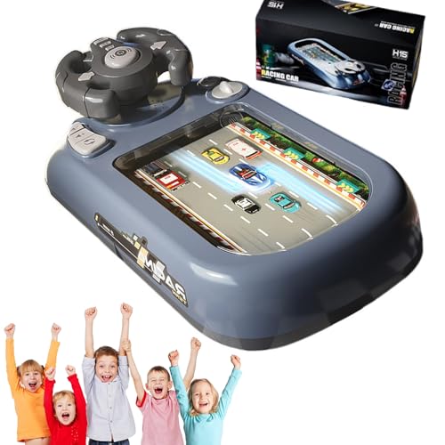 Racing Car Toy with Steering Wheel, Steer Joy Driving Simulator for Kids, Car Racing Adventure Toy with 200 Levels, Kinder Lenkrad Spielzeug FüR Kinder Ab 3 Jahren (B, Grau blau Autoabenteuer) von Snrtevu