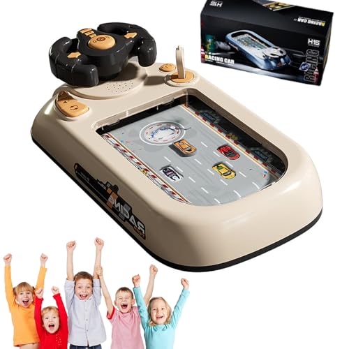 Racing Car Toy with Steering Wheel, Steer Joy Driving Simulator for Kids, Car Racing Adventure Toy with 200 Levels, Kinder Lenkrad Spielzeug FüR Kinder Ab 3 Jahren (B, weiß Autoabenteuer) von Snrtevu