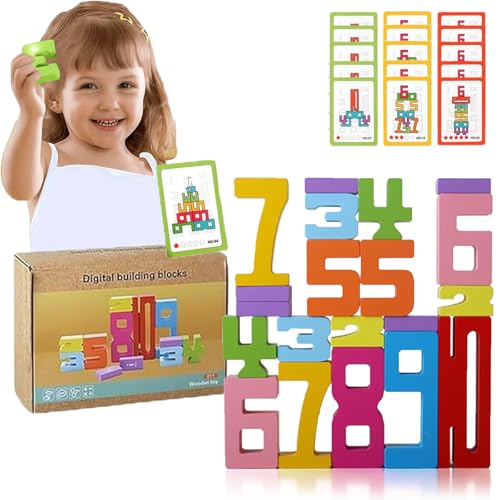 Snrtevu Digital Building Blocks, Auri Blocks – Das Lernspiel, Mit Dem Dein Kind Zahlen Wirklich Versteht, Zahlenerkennungs Stapelspiel Ab 3 Jahre, Holz Zahlenblock, Lernspiel (Stil-1) von Snrtevu