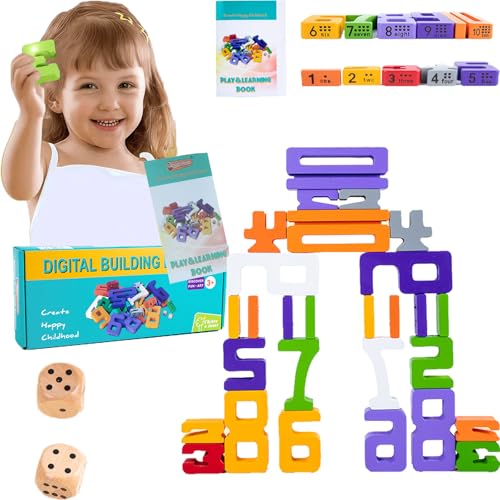 Snrtevu Digital Building Blocks, Auri Blocks – Das Lernspiel, Mit Dem Dein Kind Zahlen Wirklich Versteht, Zahlenerkennungs Stapelspiel Ab 3 Jahre, Holz Zahlenblock, Lernspiel (Stil-2) von Snrtevu