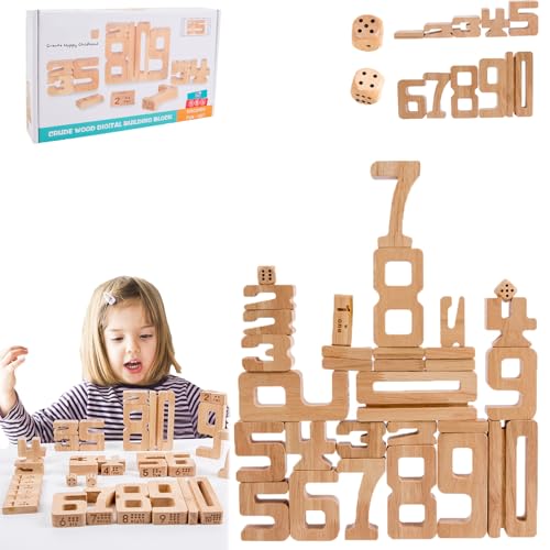 Snrtevu Digital Building Blocks, Auri Blocks – Das Lernspiel, Mit Dem Dein Kind Zahlen Wirklich Versteht, Zahlenerkennungs Stapelspiel Ab 3 Jahre, Holz Zahlenblock, Lernspiel (Stile-3) von Snrtevu