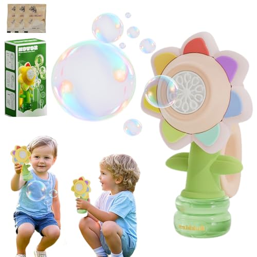 Tanzende Seifenblasen Blume, Seifenblasenmaschine Kinder, Sonnenblumen Seifenblasenmaschine mit Licht Funktion des KopfschüTtelns, verwandelt den Moment in eine Seifenblasen-Show (PINK-1) von Snrtevu