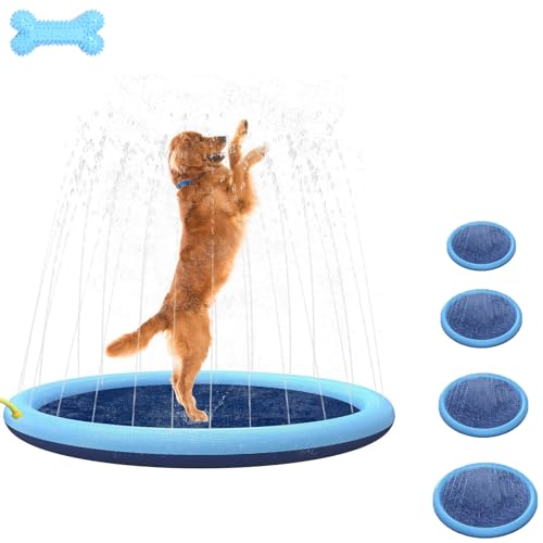 Wasserspielzeug Hund Pool, Hundefontane sommerspielzeug, Wasser Sprinkler Kinder Hunde Outdoor für Sommer Garten, 0.4mm verdickt, Anti-rutsch (100 cm-1) von Snrtevu