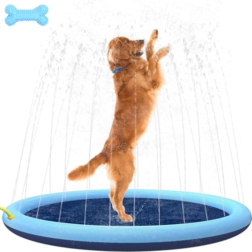 Wasserspielzeug Hund Pool, Hundefontane sommerspielzeug, Wasser Sprinkler Kinder Hunde Outdoor für Sommer Garten, 0.4mm verdickt, Anti-rutsch (170CM-1) von Snrtevu