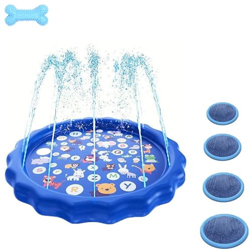 Wasserspielzeug Hund Pool, Hundefontane sommerspielzeug, Wasser Sprinkler Kinder Hunde Outdoor für Sommer Garten, 0.4mm verdickt, Anti-rutsch (170CM-2) von Snrtevu