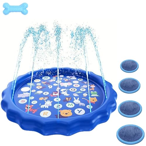 Wasserspielzeug Hund Pool, Hundefontane sommerspielzeug, Wasser Sprinkler Kinder Hunde Outdoor für Sommer Garten, 0.4mm verdickt, Anti-rutsch (200CM-2) von Snrtevu