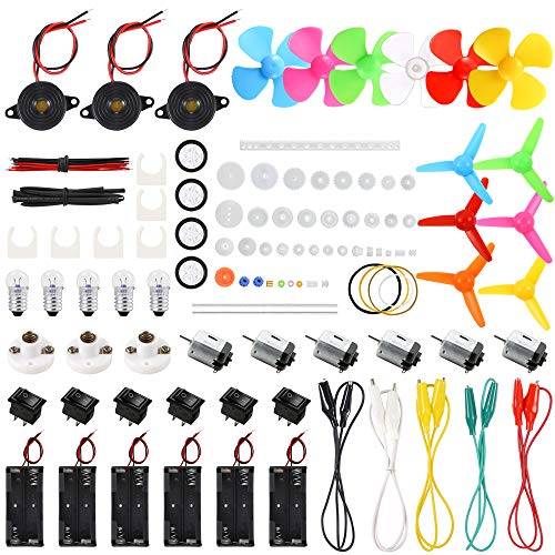 Sntieecr 6 Set DC Motors Kit, Wissenschafts Experiment Kit mit Mini Elektromotor 1.5V-3V 15000RPM Kunststoffzahnräder Getriebe, Glühbirnen, Buzzer Sounder, für Kinder DIY STEM Engineering Projekt Sntieecr 6 Set DC Motors Kit, Wissenschafts Experiment Kit mit Mini Elektromotor 1.5V-3V 15000RPM Kunststoffzahnräder Getriebe, Glühbirnen, Buzzer Sounder, für Kinder DIY STEM Engineering Projekt von Sntieecr