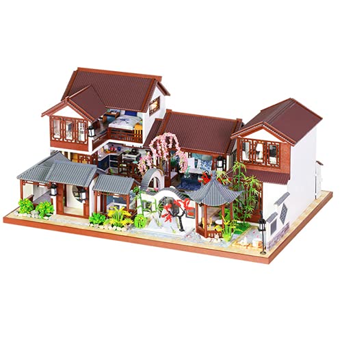 Miniatur-Puppenhaus, Montage lebensechte DIY Handwerk Mini-Puppenhaus-Modell schön mit Möbeln zur Dekoration für Geburtstagsgeschenk für Sammlerstücke von Snufeve6