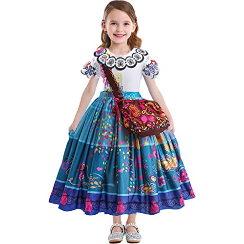 Snyemio Mirabel Kleid Prinzessin Mädchen Isabella Kinder Kostüm für Halloween Fasching Karneval Cosplay Geburtstag,Weiß,104-110(Etikett 110) von Snyemio