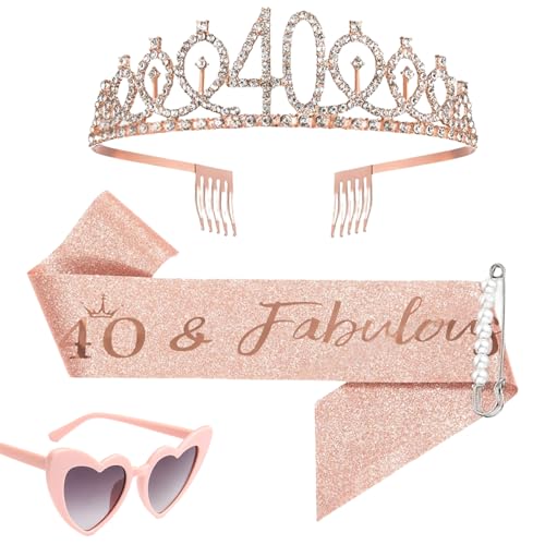 40 Geburtstag Frauen, 40 Geburtstag Frauen Deko, Geburtstagsdeko Set Mit Krone Und Brille, Geburtstag, Partydekoration Für Frauen, 2-Teiliges Set 40 Geburtstag Frauen, 40 Geburtstag Frauen Deko, Geburtstagsdeko Set Mit Krone Und Brille, Geburtstag, Partydekoration Für Frauen, 2-Teiliges Set von Snyvpra