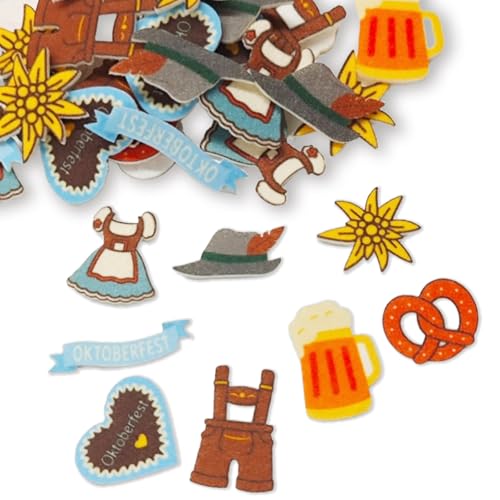 Snyvpra 40 Stück Bayerische Filz Streudeko für Oktoberfest und Wiesn, Tischdeko mit 8 Verschiedenen Motiven wie Brezel und Bier, Ideal für Festliche Mottopartys und Tischgestaltung – boomtop Snyvpra 40 Stück Bayerische Filz Streudeko für Oktoberfest und Wiesn, Tischdeko mit 8 Verschiedenen Motiven wie Brezel und Bier, Ideal für Festliche Mottopartys und Tischgestaltung – boomtop von Snyvpra