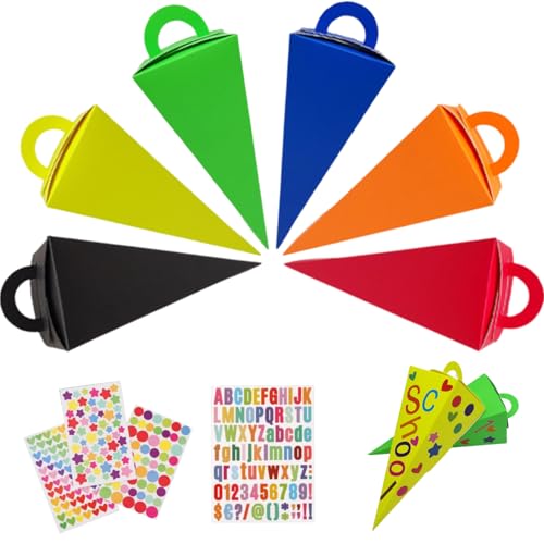Snyvpra Mini Schultüte, Kleine Zuckertüten Zum Befüllen, 24 Stück Set Mit 4 Aufklebern, Ideal Für Einschulung Und Kindergeburtstage, DIY-Freundliche Geschenkverpackung Snyvpra Mini Schultüte, Kleine Zuckertüten Zum Befüllen, 24 Stück Set Mit 4 Aufklebern, Ideal Für Einschulung Und Kindergeburtstage, DIY-Freundliche Geschenkverpackung von Snyvpra
