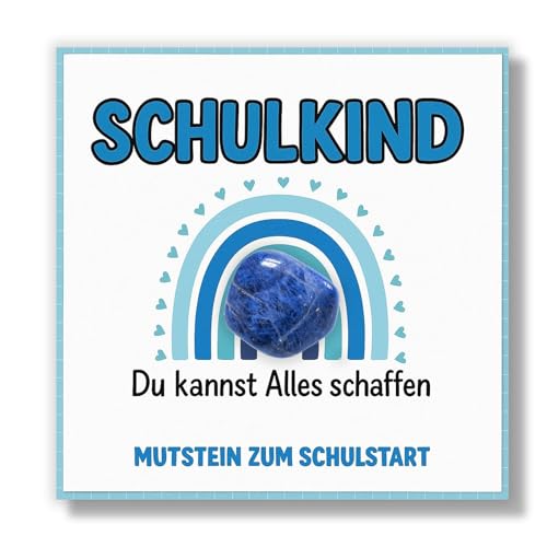 Snyvpra Einschulung Geschenk Junge, Lernstein zur Einschulung, Schulkind 2025 Junge, Mutstein Zum Schulstart, Einschulung Junge, Schultüte Füllung, Geschenk Glückssteine Für das Schulkind 2025 von Snyvpra