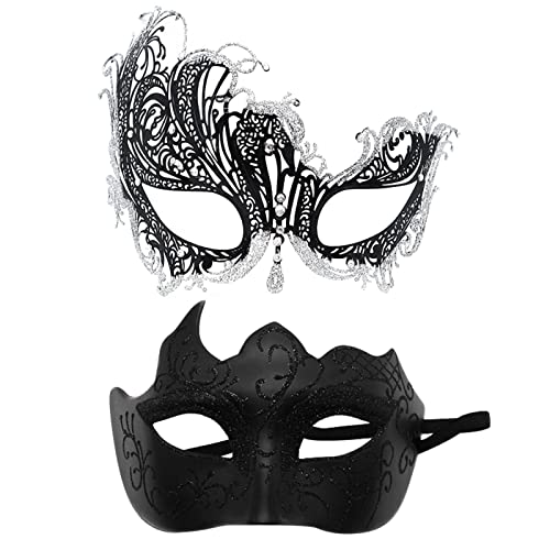 SoLu DAY8 Venezianische Maske Herren Venezianische Masken Für Männer Und Frauen Schwarz Sexy Damen Spitze Augenmaske Augenmaske Maskerade Maske Für Halloween Karneval Abendkleid Tanz Ball Party von SoLu DAY8