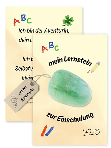 SoSi Lernstein zur Einschulung Aventurin Geschenk für das Schulkind 2025 I Kleinigkeiten für die Schultüte (Lernstein Einschulung) von SoSi
