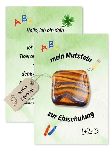 SoSi Mutstein zur Einschulung Tigerauge Geschenk für das Schulkind 2025 I Kleinigkeiten für die Schultüte (Mutstein Einschulung) von SoSi
