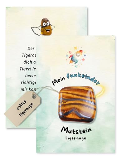 SoSi Mutstein 2-3cm Tigerauge Edelsteine Geschenk für Kinder Erwachsene Mutmacher Prüfungen Glücksbringer von SoSi