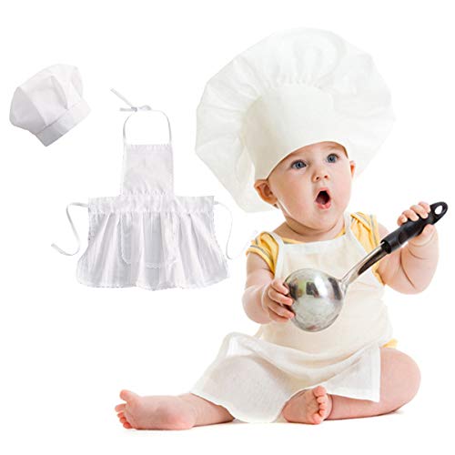 Soapow Neugeborenes Baby Koch Kostüm Fotografie Fotografie Requisiten Hut + Schürze Outfit für 1-2T Jungen, Damen, S von Soapow