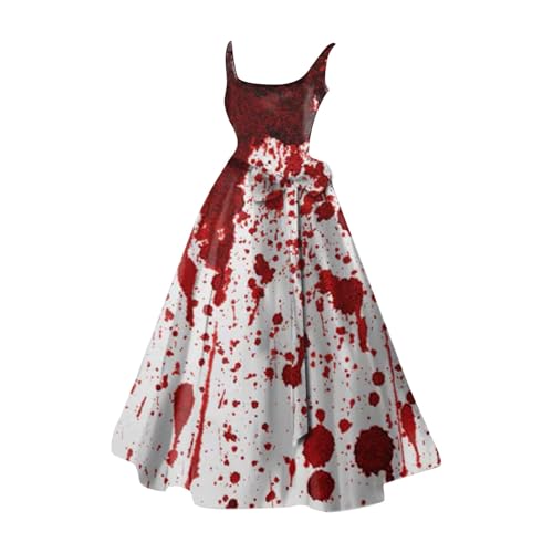 Halloween Kostüm Damen Gruselig,Blutige Aufdruck Ärmello Halloween Kleid Elegant Zombie Braut Kostüm Horror Brautkleid Halloween Kostüm Damen Gruselig,Blutige Aufdruck Ärmello Halloween Kleid Elegant Zombie Braut Kostüm Horror Brautkleid von Sobzia