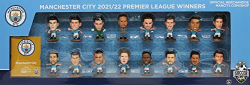 SoccerStarz Team Pack 16 Figure Manchester City (2022/23 Version Classic Kit), Mehrfarbig, 5 cm von SoccerStarz