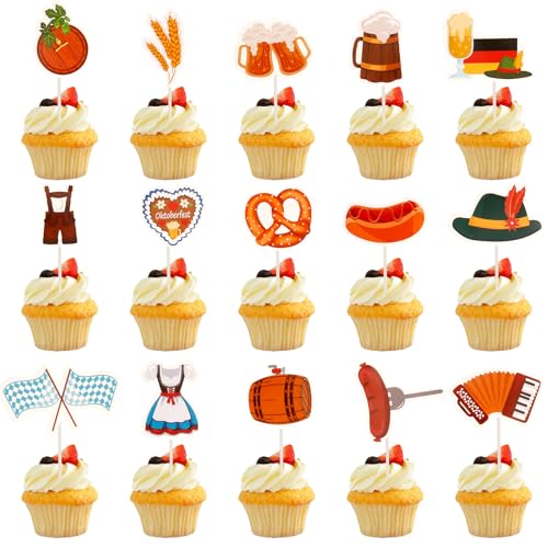 30 Stück Oktoberfest Cupcake Topper – Bayerische Deko für Bierfest & Partys Cupcake-Deko mit Bierkrügen, Brezeln & Dirndl Motiven Sofort Einsatzbereit 30 Stück Oktoberfest Cupcake Topper – Bayerische Deko für Bierfest & Partys Cupcake-Deko mit Bierkrügen, Brezeln & Dirndl Motiven Sofort Einsatzbereit von Sociaooil
