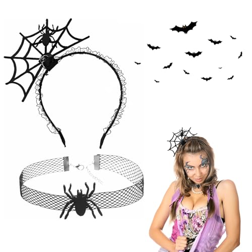 SoeUyd 2 Stück Halloween Haarreif, Halloween Spinne Stirnband, Spinnen Netz Haarreifen, Spitze Halskette mit Spinnweben, Geeignet für Halloween Karneval Gruselig Maskenball Erwachsene Karneval Partei SoeUyd 2 Stück Halloween Haarreif, Halloween Spinne Stirnband, Spinnen Netz Haarreifen, Spitze Halskette mit Spinnweben, Geeignet für Halloween Karneval Gruselig Maskenball Erwachsene Karneval Partei von SoeUyd